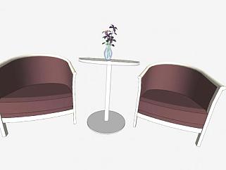 沙发桌椅组合SU模型下载_sketchup草图大师SKP模型