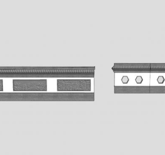 围墙铁栅栏SU模型下载_sketchup草图大师SKP模型