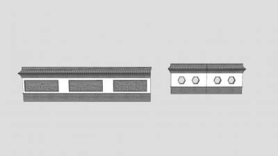 围墙铁栅栏SU模型下载_sketchup草图大师SKP模型