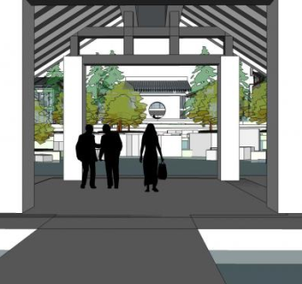 新中式酒店会所建筑植物SU模型下载_sketchup草图大师SKP模型