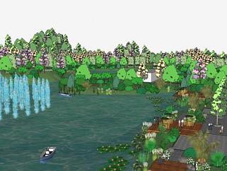 湿地公园生态环境景观SU模型下载_sketchup草图大师SKP模型