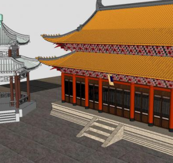 古典寺庙明清庙宇宗教SU模型下载_sketchup草图大师SKP模型