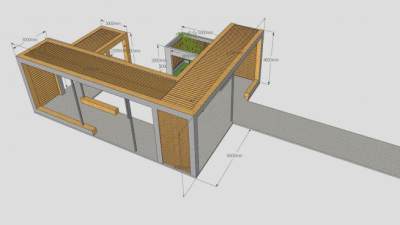 过山车景观廊架SU模型下载_sketchup草图大师SKP模型