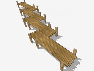 木栈桥木质防腐木桥SU模型