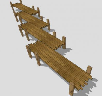 木栈桥木质防腐木桥SU模型下载_sketchup草图大师SKP模型