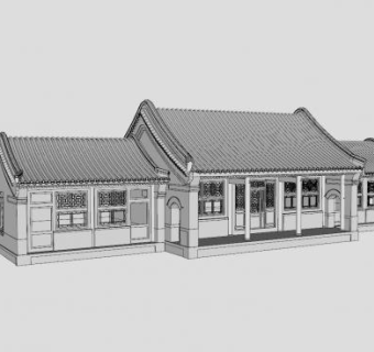 古建民居四合院正房SU模型下载_sketchup草图大师SKP模型