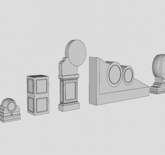 抱鼓石石雕石鼓SU模型下载_sketchup草图大师SKP模型