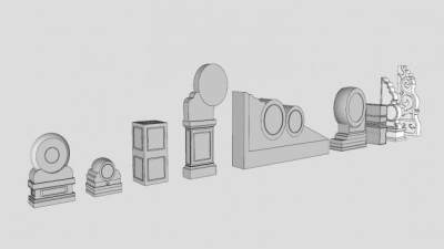 抱鼓石石雕石鼓SU模型下载_sketchup草图大师SKP模型