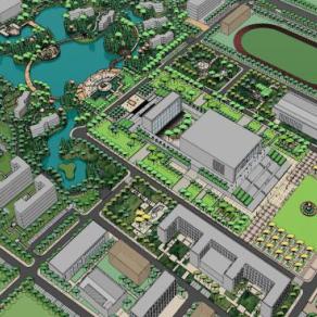 韩国某大学学校整体精模SU模型下载_sketchup草图大师SKP模型