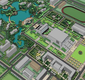 韩国某大学学校整体精模SU模型下载_sketchup草图大师SKP模型