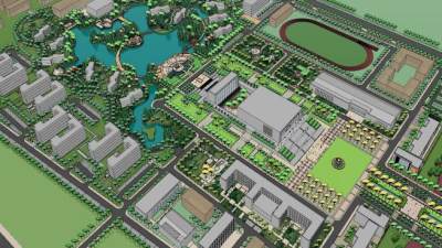 韩国某大学学校整体精模SU模型下载_sketchup草图大师SKP模型