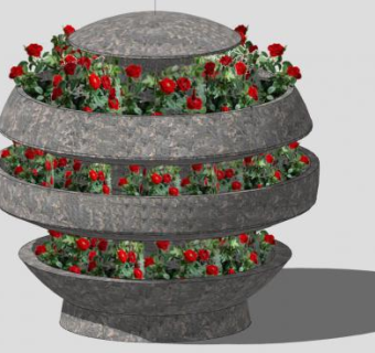 石头材质花箱景观SU模型下载_sketchup草图大师SKP模型