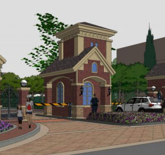 欧式风格大门岗亭SU模型下载_sketchup草图大师SKP模型