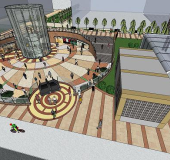 下沉广场园林景观SU模型