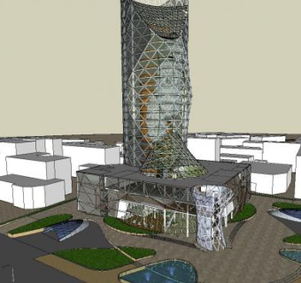 参数化高层办公楼设计(含精细室内)SU模型下载_sketchup草图大师SKP模型