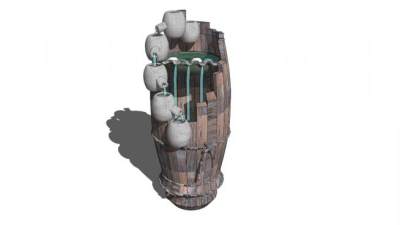 石桶雕塑小品SU模型下载_sketchup草图大师SKP模型
