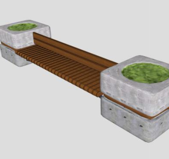 新中式户外景观座椅条凳SU模型下载_sketchup草图大师SKP模型