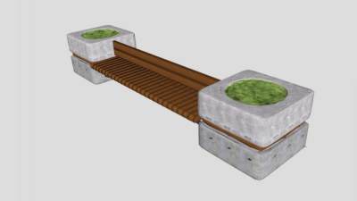 新中式户外景观座椅条凳SU模型下载_sketchup草图大师SKP模型
