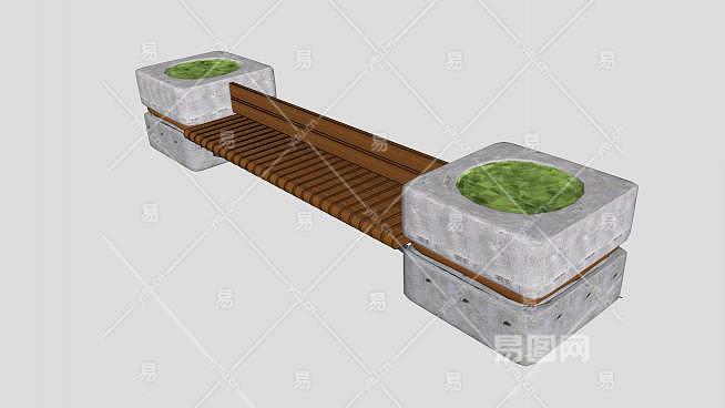 新中式戶外景觀座椅條凳su模型下載_sketchup草圖大師skp模型