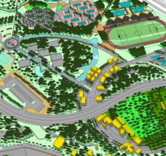 体育公园完整规划建筑设计SU模型