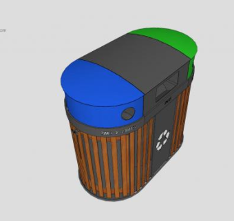 景观公园环保公共垃圾桶SU模型下载_sketchup草图大师SKP模型