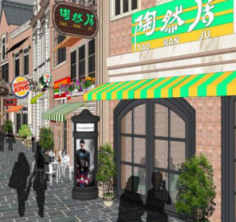 欧式商业街风情效果图SU模型