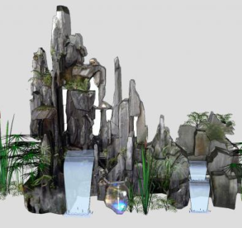 假山假山石园林景观SU模型下载_sketchup草图大师SKP模型