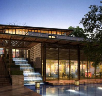 西安临潼骊山下的院子别墅建筑拓维SU模型