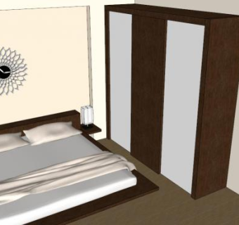 室内卧室床铺衣柜房间设计SU模型下载_sketchup草图大师SKP模型