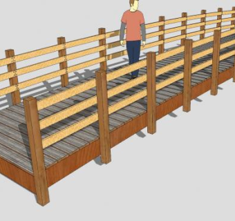 防腐木桥景观SU模型下载_sketchup草图大师SKP模型