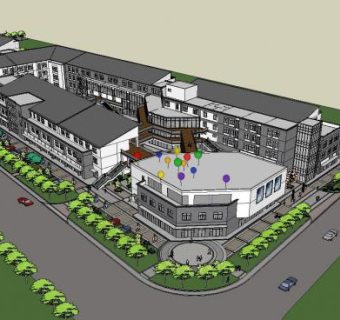 邻里中心简中式商业街仿古SU模型下载_sketchup草图大师SKP模型