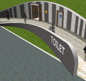 公园公共厕所及精细景观设计SU模型下载_sketchup草图大师SKP模型