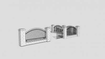 铁艺门围墙铁艺门围墙SU模型下载_sketchup草图大师SKP模型