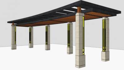 新中式风格廊架SU模型下载_sketchup草图大师SKP模型