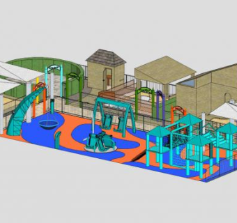 儿童游乐场游乐设备区域SU模型下载_sketchup草图大师SKP模型