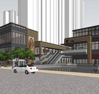 华润二十四城六期商业街SU模型下载_sketchup草图大师SKP模型