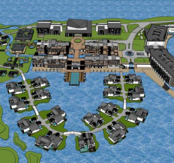 度假村别墅商务办公SU模型下载_sketchup草图大师SKP模型