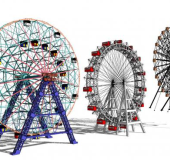 儿童游乐设施游乐设备摩天轮SU模型下载_sketchup草图大师SKP模型