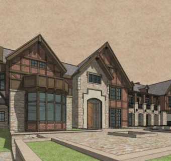 木屋会所独栋别墅建筑SU模型下载_sketchup草图大师SKP模型