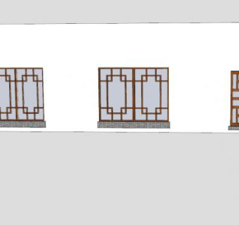 中式古典风格窗户元素SU模型下载_sketchup草图大师SKP模型