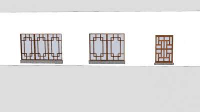 中式古典风格窗户元素SU模型下载_sketchup草图大师SKP模型