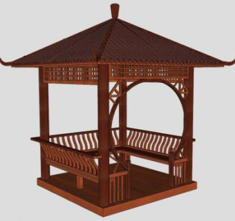 中式小亭子传统建筑SU模型
