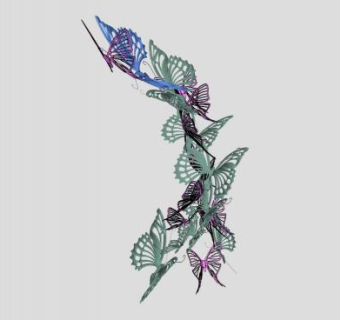 蝴蝶雕塑小品景墙SU模型下载_sketchup草图大师SKP模型