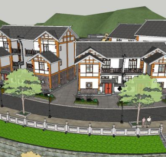 新农村中式别墅建筑新农村SU模型