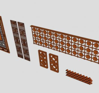 木门木屏风隔断SU模型下载_sketchup草图大师SKP模型