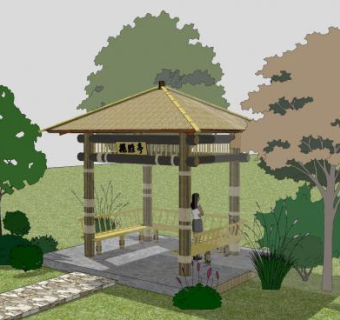 小竹亭景观亭子SU模型