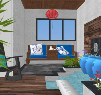 精致小庭院景观别墅SU模型