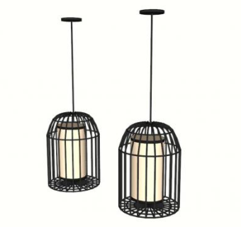 鸟笼吊灯简欧挂灯SU模型下载_sketchup草图大师SKP模型