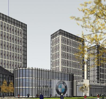 居住区A2现代风格商业街住宅SU模型下载_sketchup草图大师SKP模型