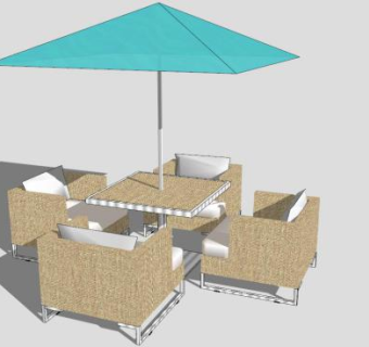 太阳伞遮阳伞休闲座椅SU模型下载_sketchup草图大师SKP模型